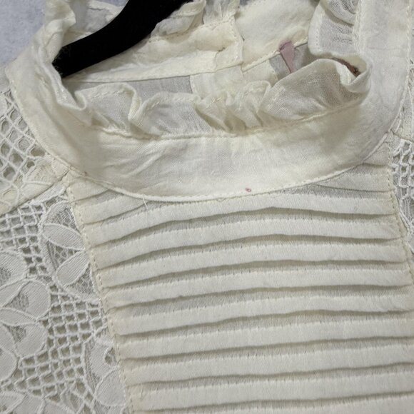 Sundance Once Upon A Dream Blouse Womens Large Ivory Long Sleeve Lace Victorian - Picture 3 of 8